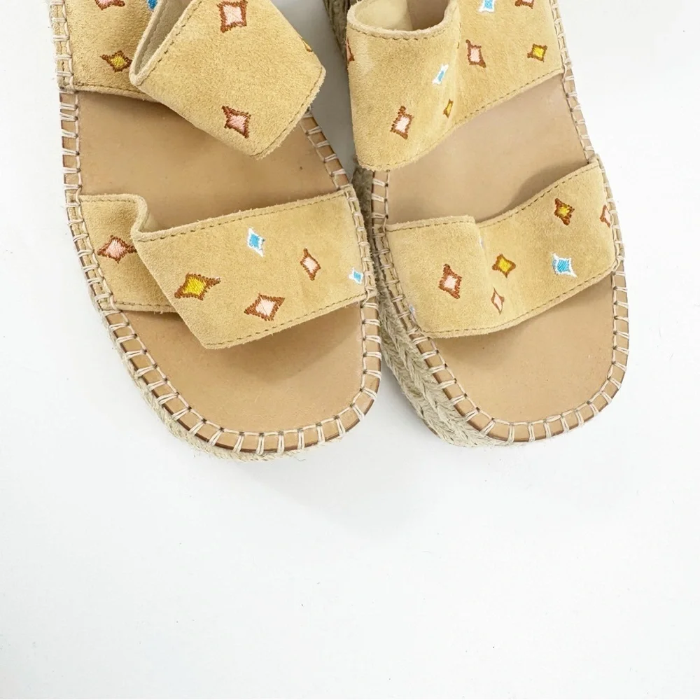 ✅ Rag & Bone Tara Platform‎ ANKLE STRAP Espadrille Suede Sandal TAN SIZE EU 38